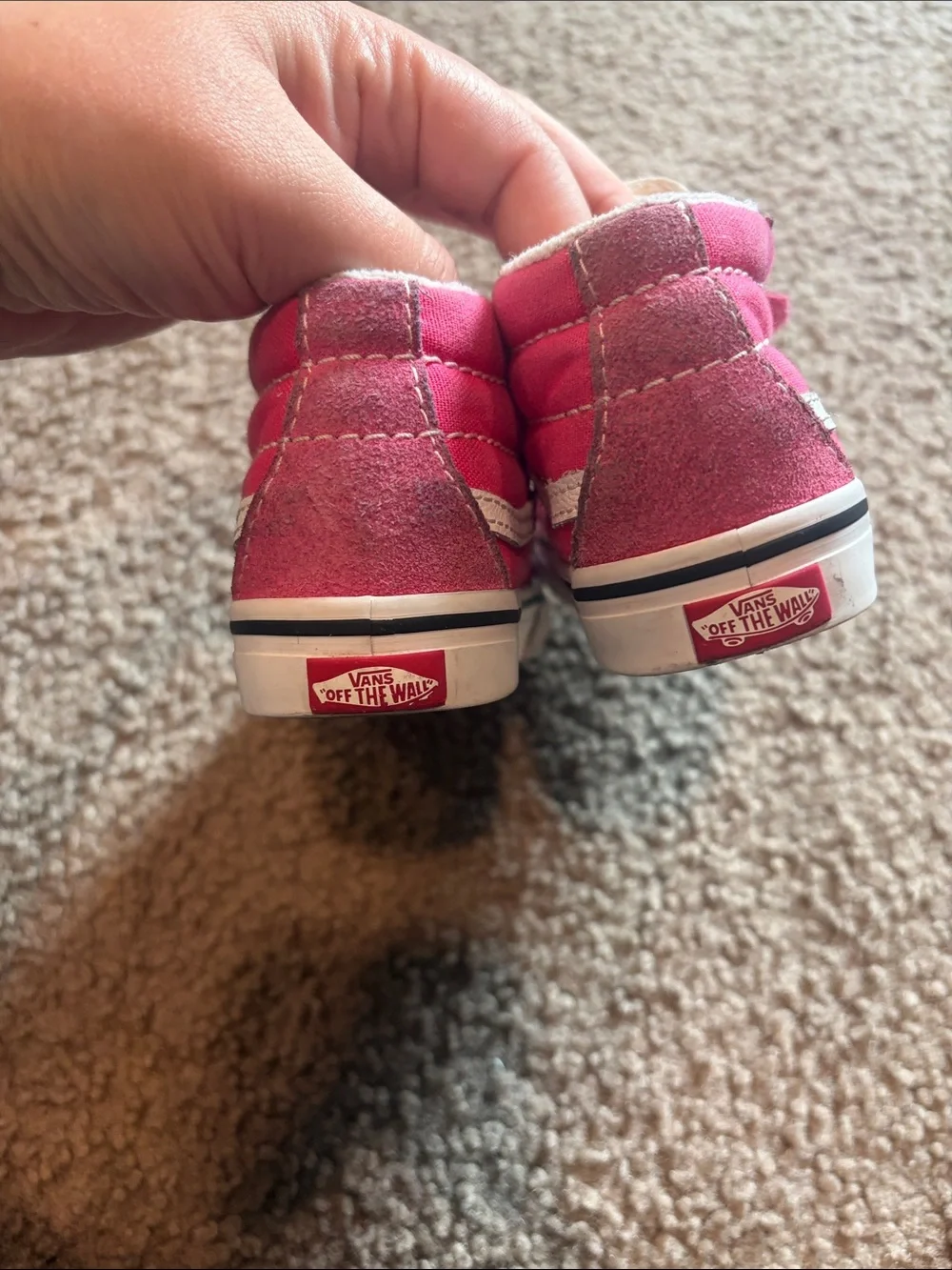 B71 Vans Kids Hot Pink Velcro Skate Sneakers, 9C